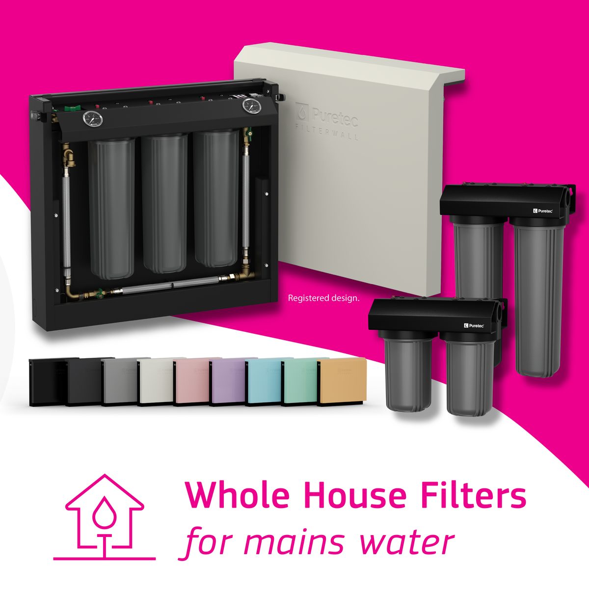 Puretec water filtration options — from compact under-sink units to full whole-house systems to suit every home size and budget